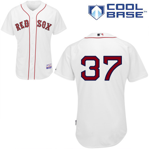 Mike Carp #37 MLB Jersey-Boston Red Sox Men's Authentic Home White Cool Base Baseball Jersey